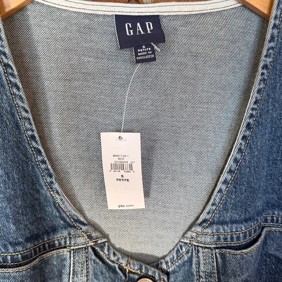 Denim Belted Button-Front Maxi Dress, NWT petite small - Picture 7 of 10